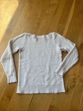 Classic Textured Boatneck Sweater - White